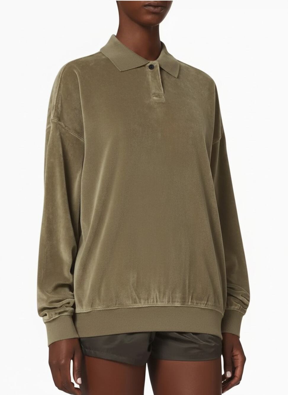 ESSENTIALS Fear of God Polo Shirt in Velvet Olive Taupe Size XXS
